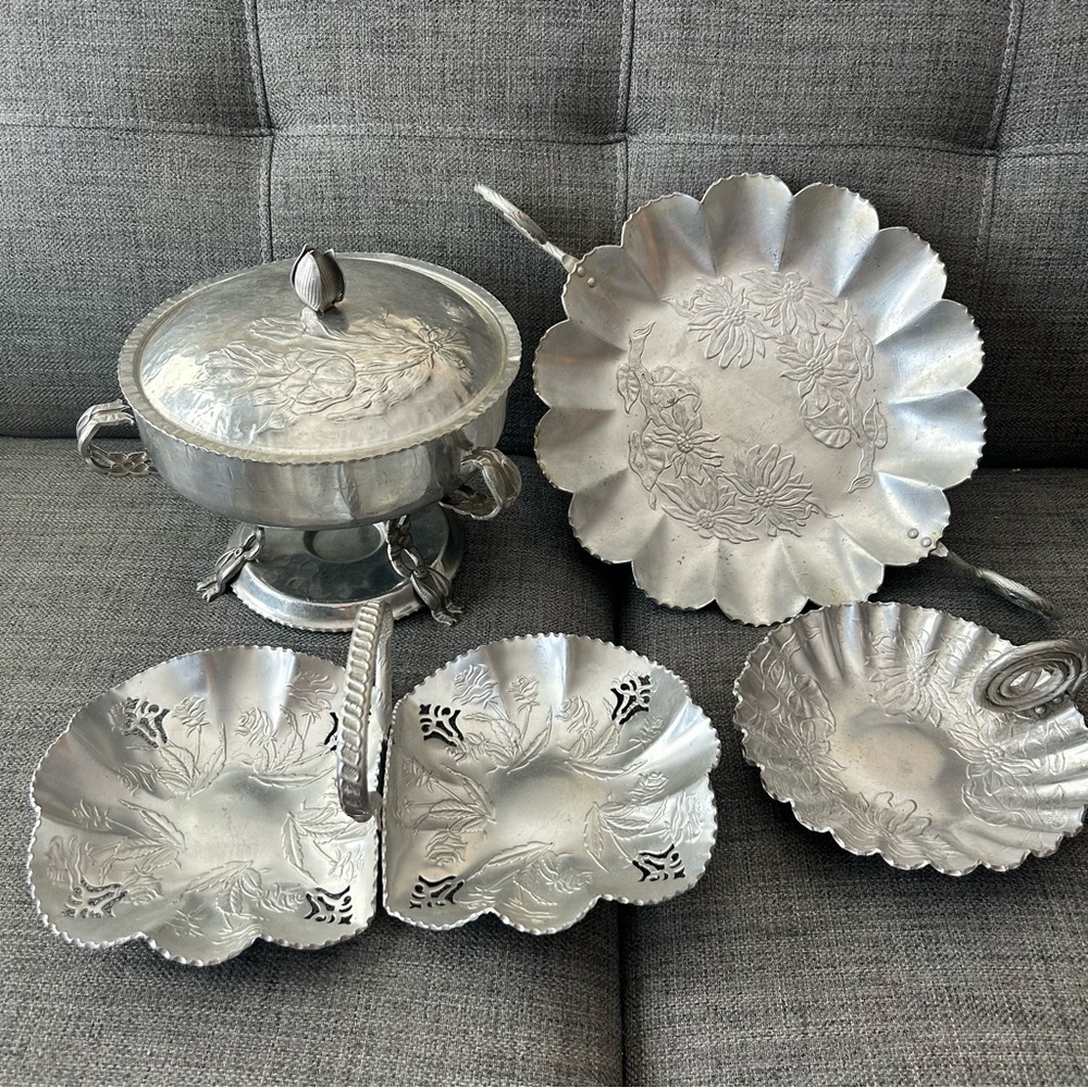 Vintage Forged Hammered Aluminum